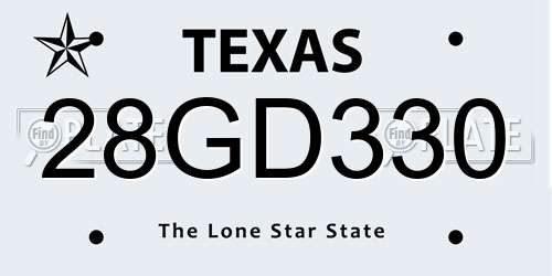 28GD330 Texas License Plate