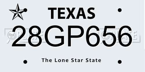 28GP656 Texas License Plate