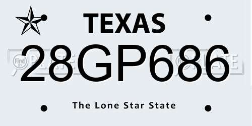 28GP686 Texas License Plate
