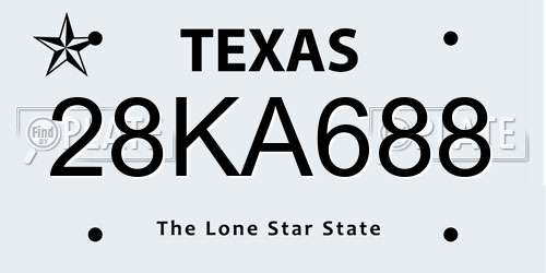 28KA688 Texas License Plate