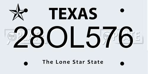 28OL576 Texas License Plate