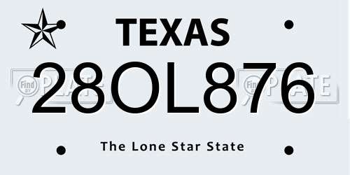28OL876 Texas License Plate