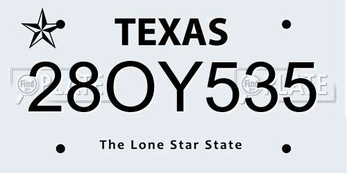 28OY535 Texas License Plate