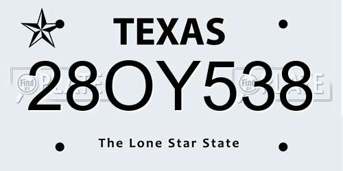 28OY538 Texas License Plate