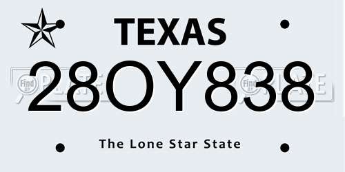 28OY838 Texas License Plate