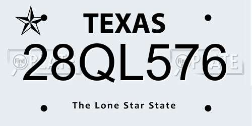 28QL576 Texas License Plate