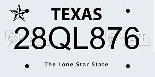 28QL876 Texas License Plate
