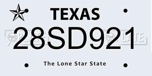 28SD921 Texas License Plate
