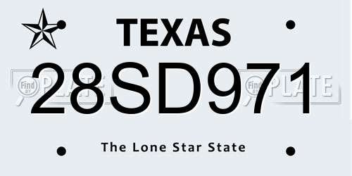 28SD971 Texas License Plate