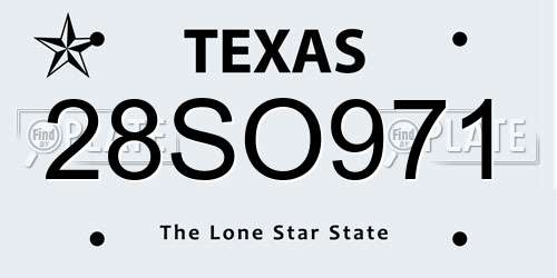 28SO971 Texas License Plate