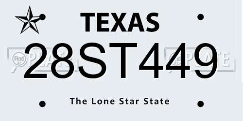 28ST449 Texas License Plate