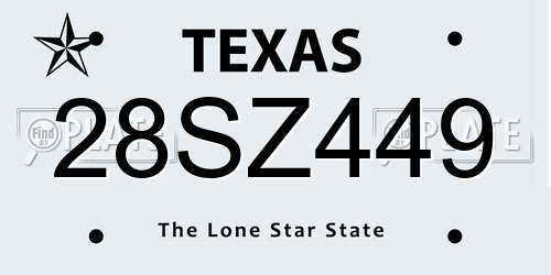 28SZ449 Texas License Plate