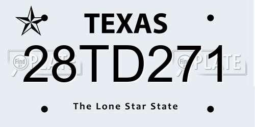 28TD271 Texas License Plate