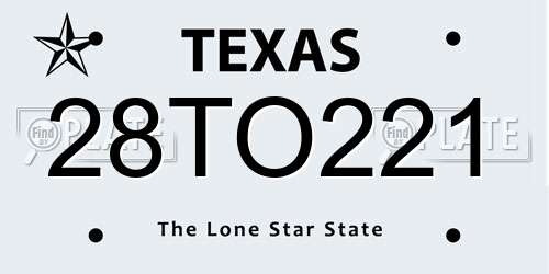 28TO221 Texas License Plate