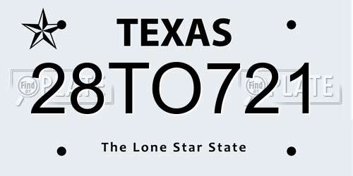 28TO721 Texas License Plate