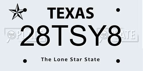 28TSY8 Texas License Plate