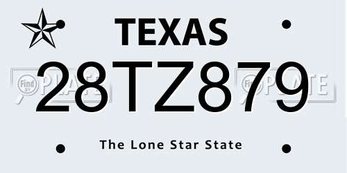 28TZ879 Texas License Plate
