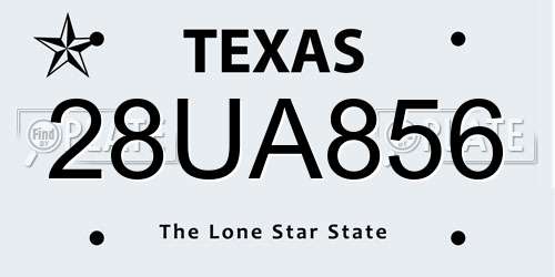 28UA856 Texas License Plate