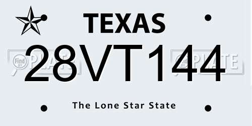 28VT144 Texas License Plate