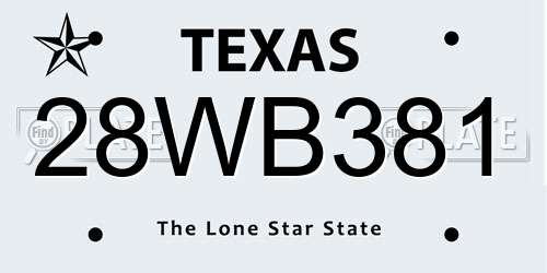 28WB381 Texas License Plate