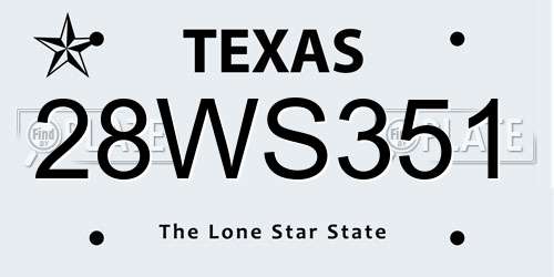 28WS351 Texas License Plate