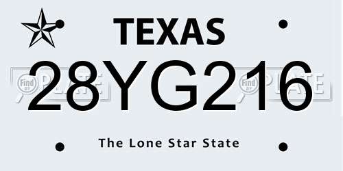 28YG216 Texas License Plate