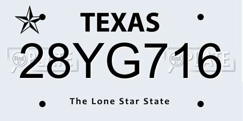 28YG716 Texas License Plate