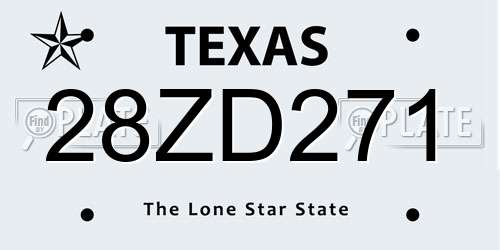 28ZD271 Texas License Plate