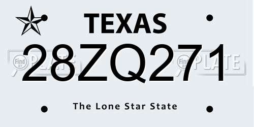 28ZQ271 Texas License Plate