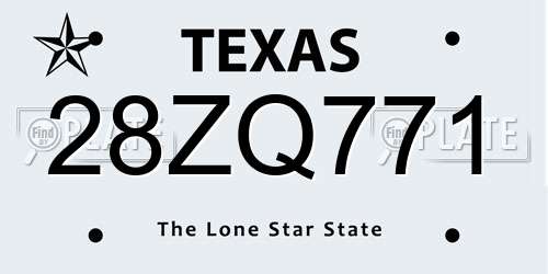 28ZQ771 Texas License Plate