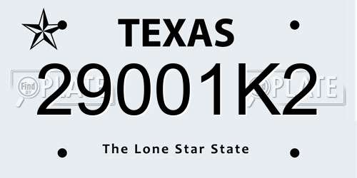 29001K2 Texas License Plate