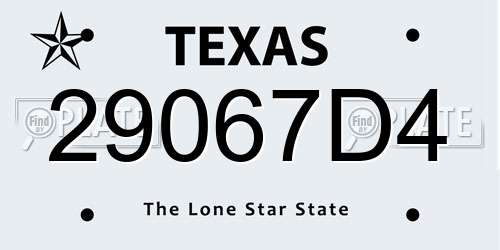 29067D4 Texas License Plate