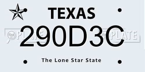 290D3C Texas License Plate