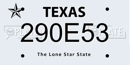 290E53 Texas License Plate