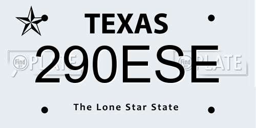 290ESE Texas License Plate