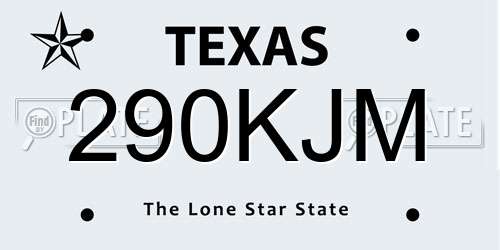 290KJM Texas License Plate