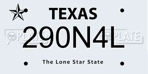 290N4L Texas License Plate