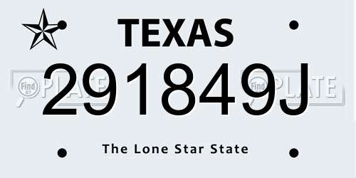 291849J Texas License Plate