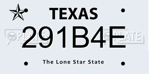 291B4E Texas License Plate