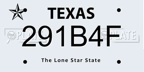 291B4F Texas License Plate