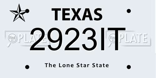 2923IT Texas License Plate