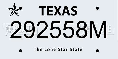292558M Texas License Plate