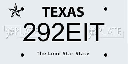 292EIT Texas License Plate