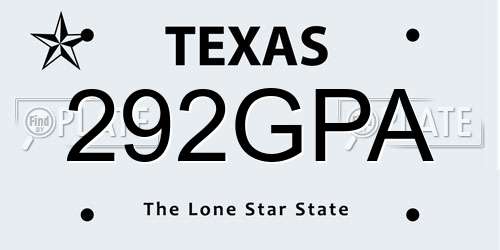 292GPA Texas License Plate