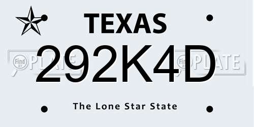 292K4D Texas License Plate