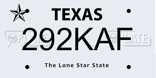 292KAF Texas License Plate