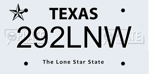 292LNW Texas License Plate