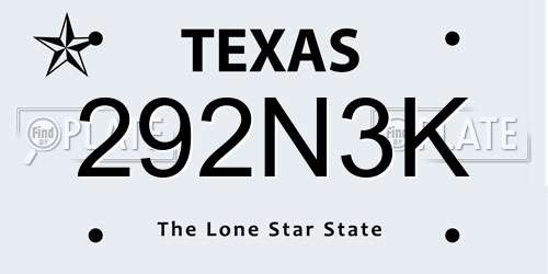 292N3K Texas License Plate