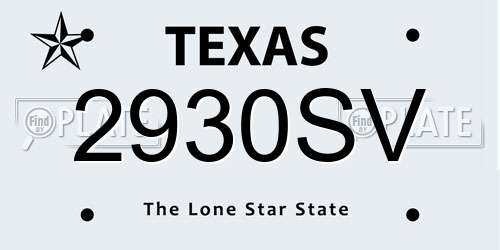 2930SV Texas License Plate