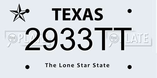 2933TT Texas License Plate